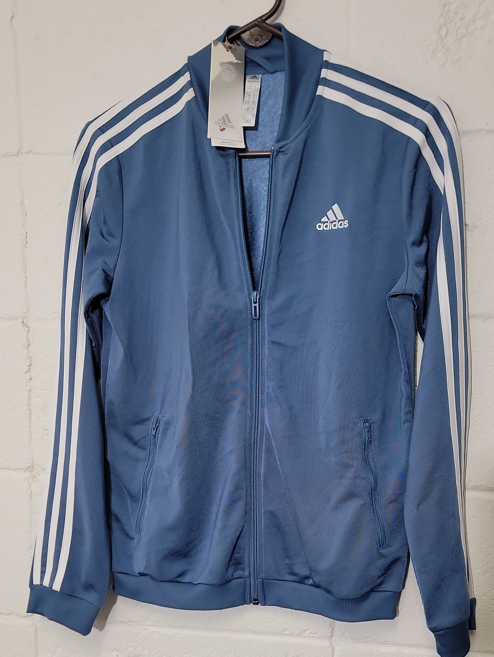 adidas Blue Track Jacket with White 3-Stripes